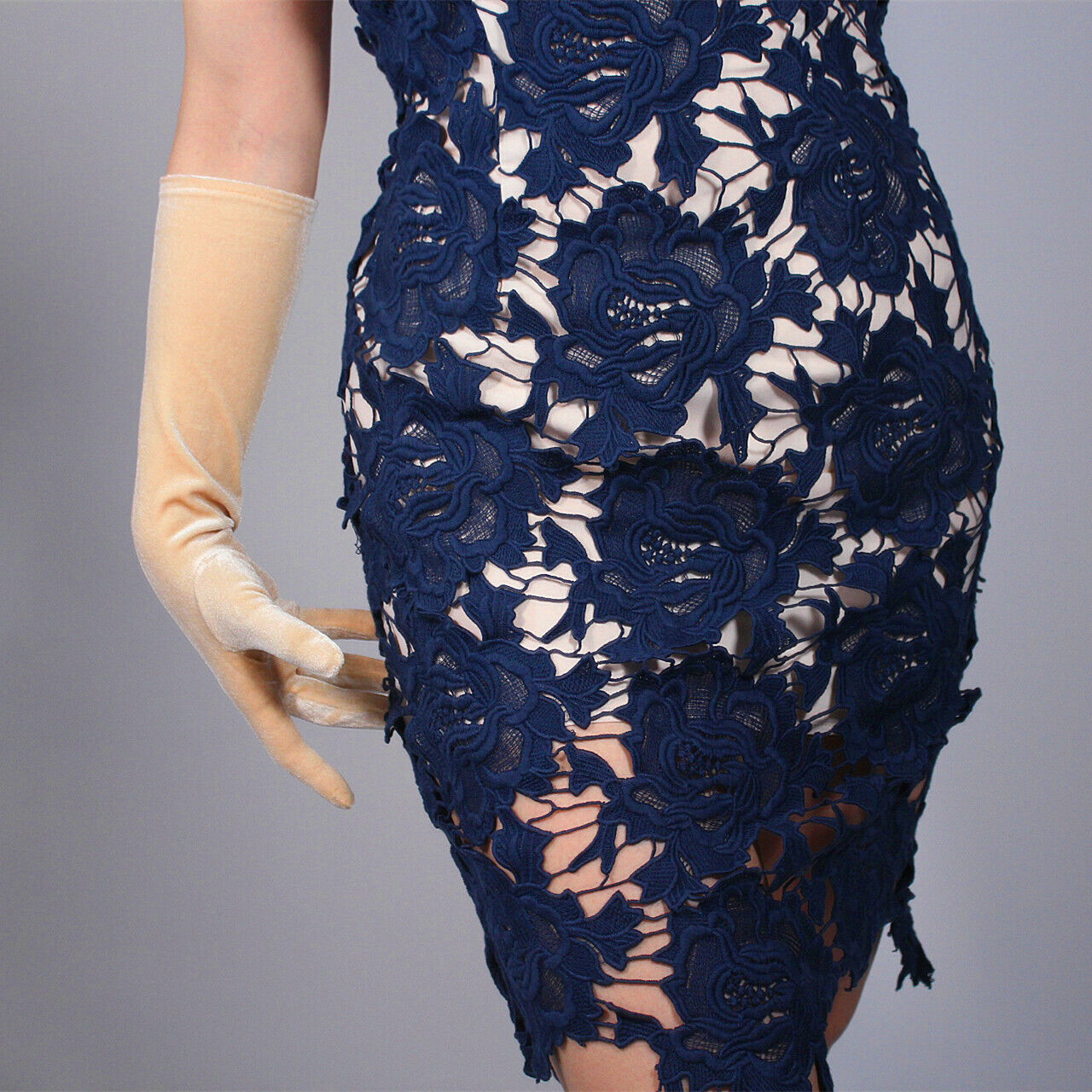 Velvet Gloves Opera Elbow Long Stretch Golden Nude Tan Touchscreen Sensitive 40cm