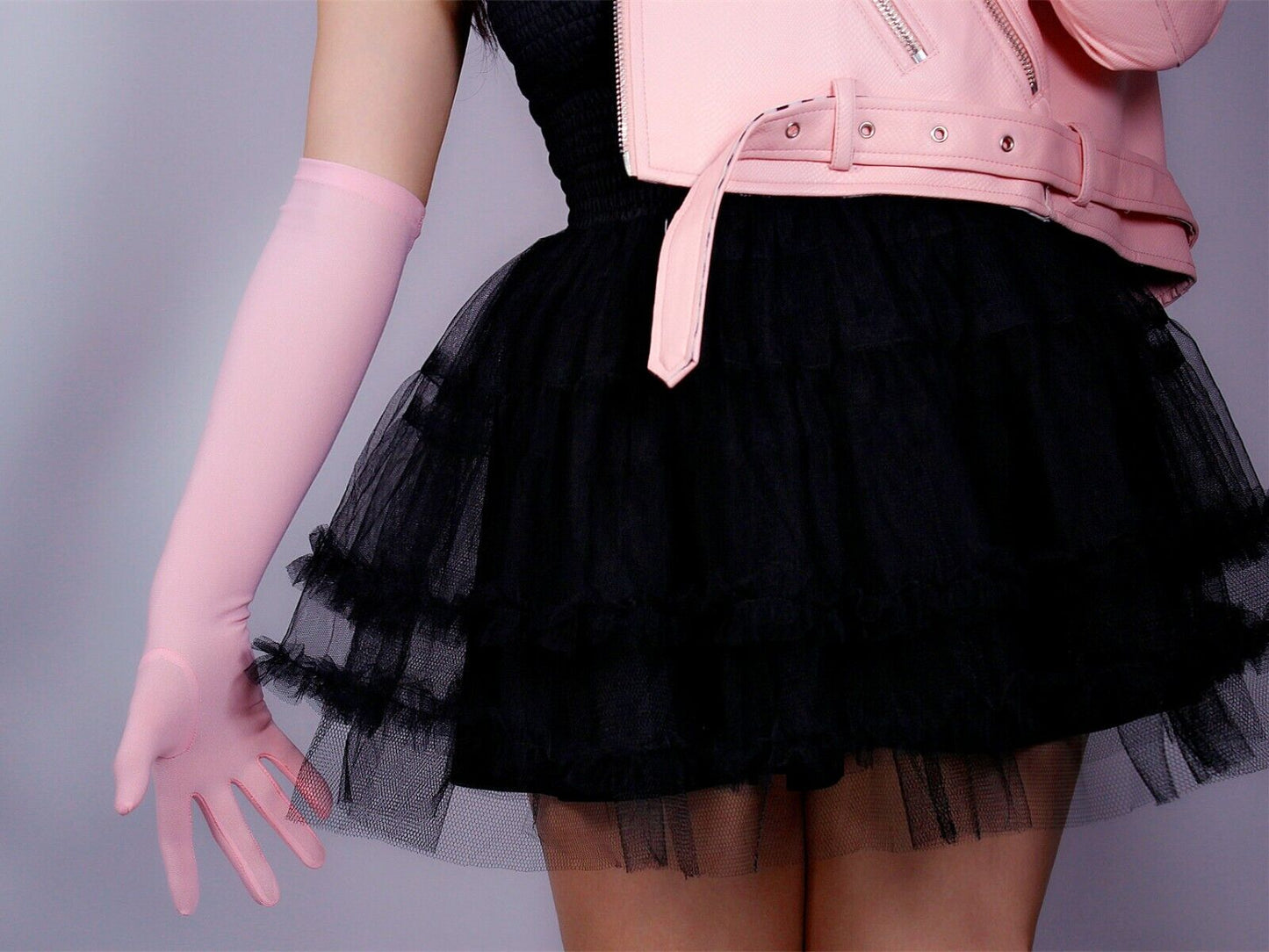 MATTE LONG GLOVES Sun Block UV Protection 50cm 20" Stretch Sleeves Powder Pink