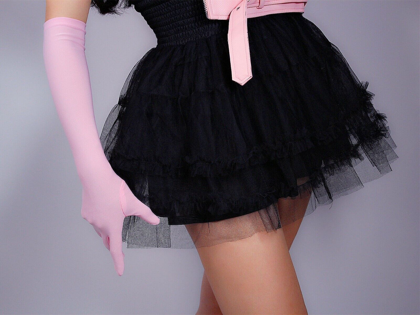 MATTE LONG GLOVES Sun Block UV Protection 50cm 20" Stretch Sleeves Powder Pink