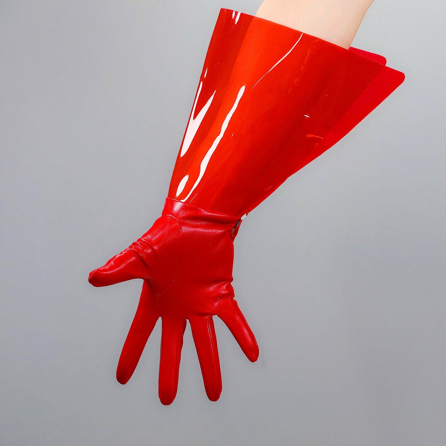 CLEAR GLOVES 38cm long red