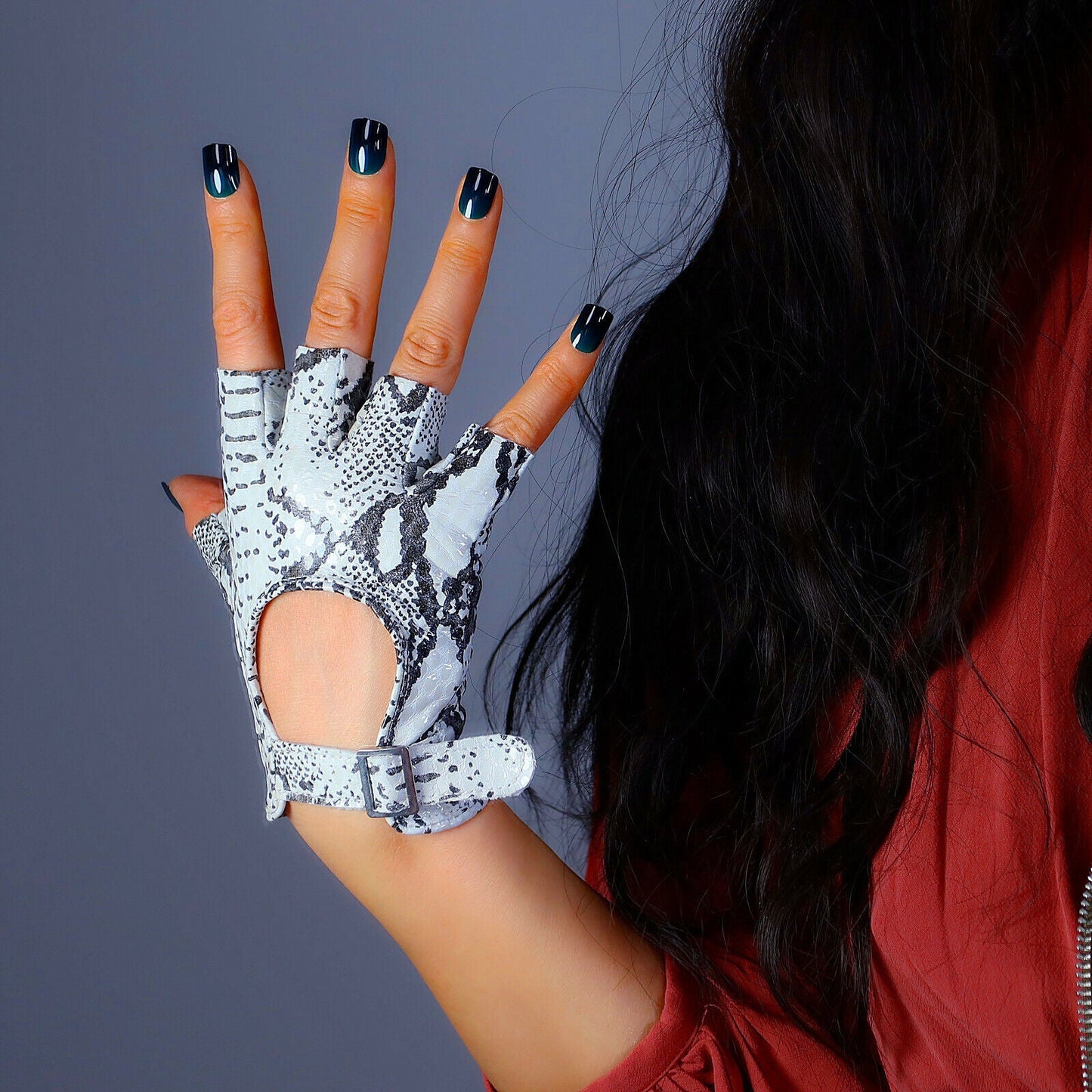 REAL LEATHER GLOVES Half Finger Snake