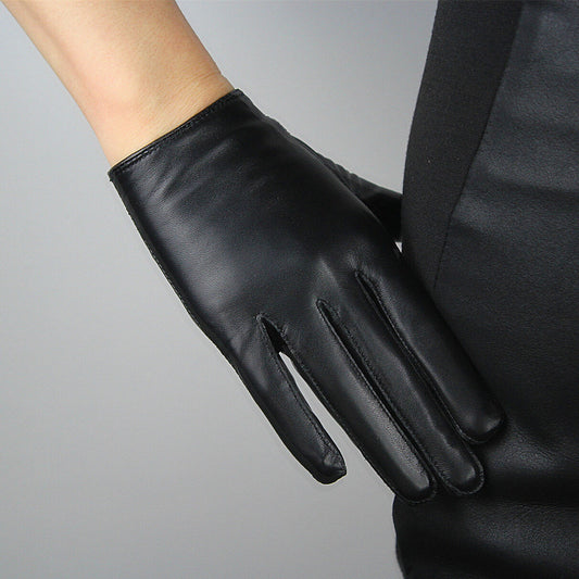 TECH GLOVES Real Leather Short Black Genuine Lambskin Sheepskin Touchscreen