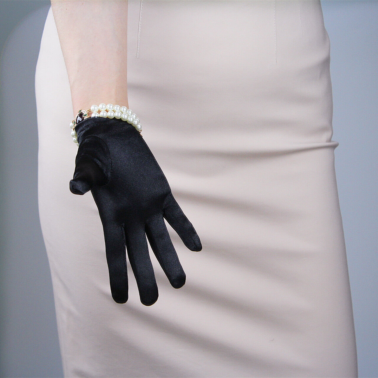 Stretch Satin Silk Gloves Opera Evening Elbow Wrist Long Short Hepburn Black