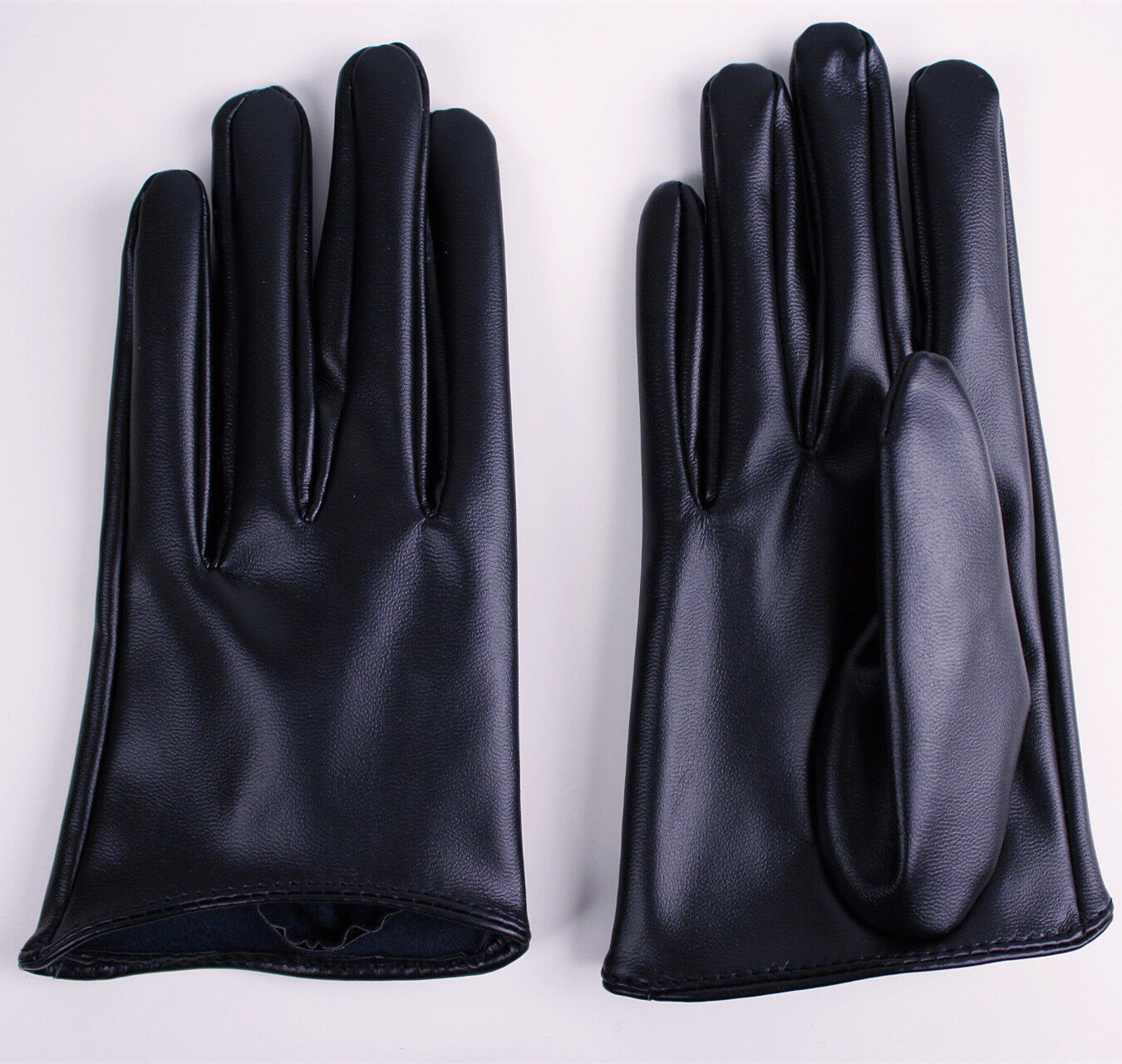 TECH GLOVES Extra Short Faux Leather Black Cosplay Touchscreen Sensitive 16cm 6"