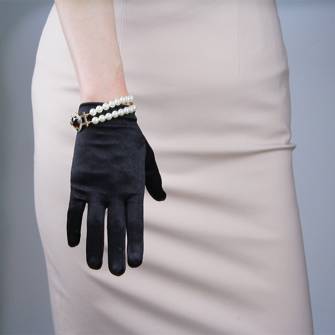 Stretch Satin Silk Gloves Opera Evening Elbow Wrist Long Short Hepburn Black