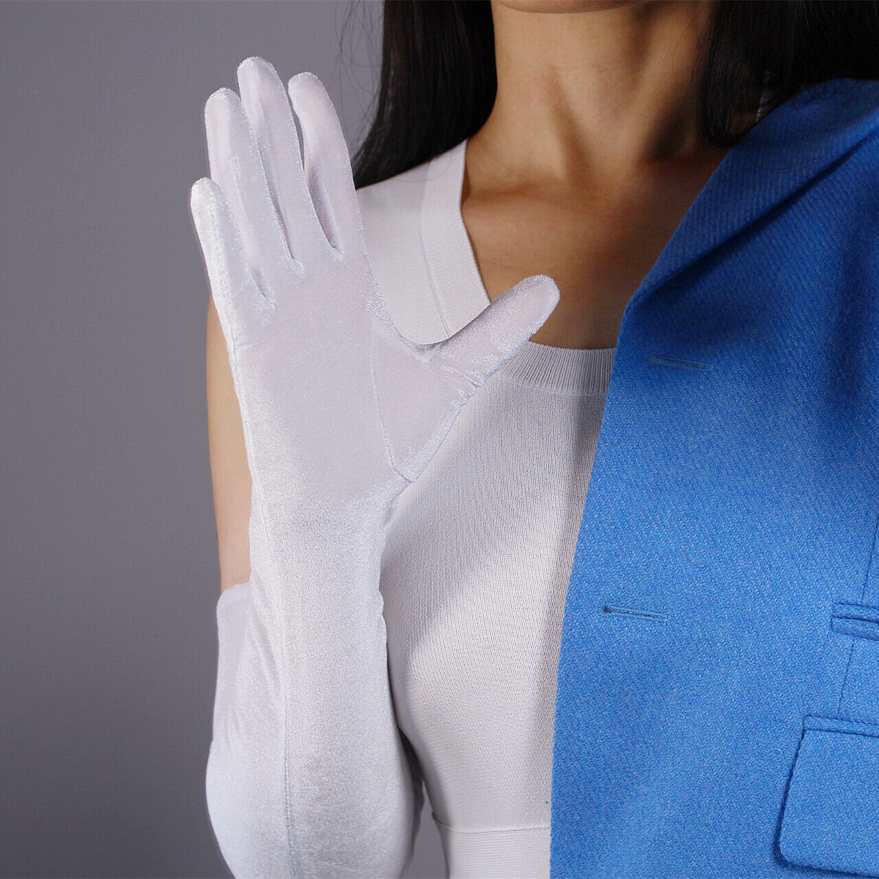 Velvet Gloves Opera Elbow Long Stretchy White 60cm 24" Touchscreen Sensitive