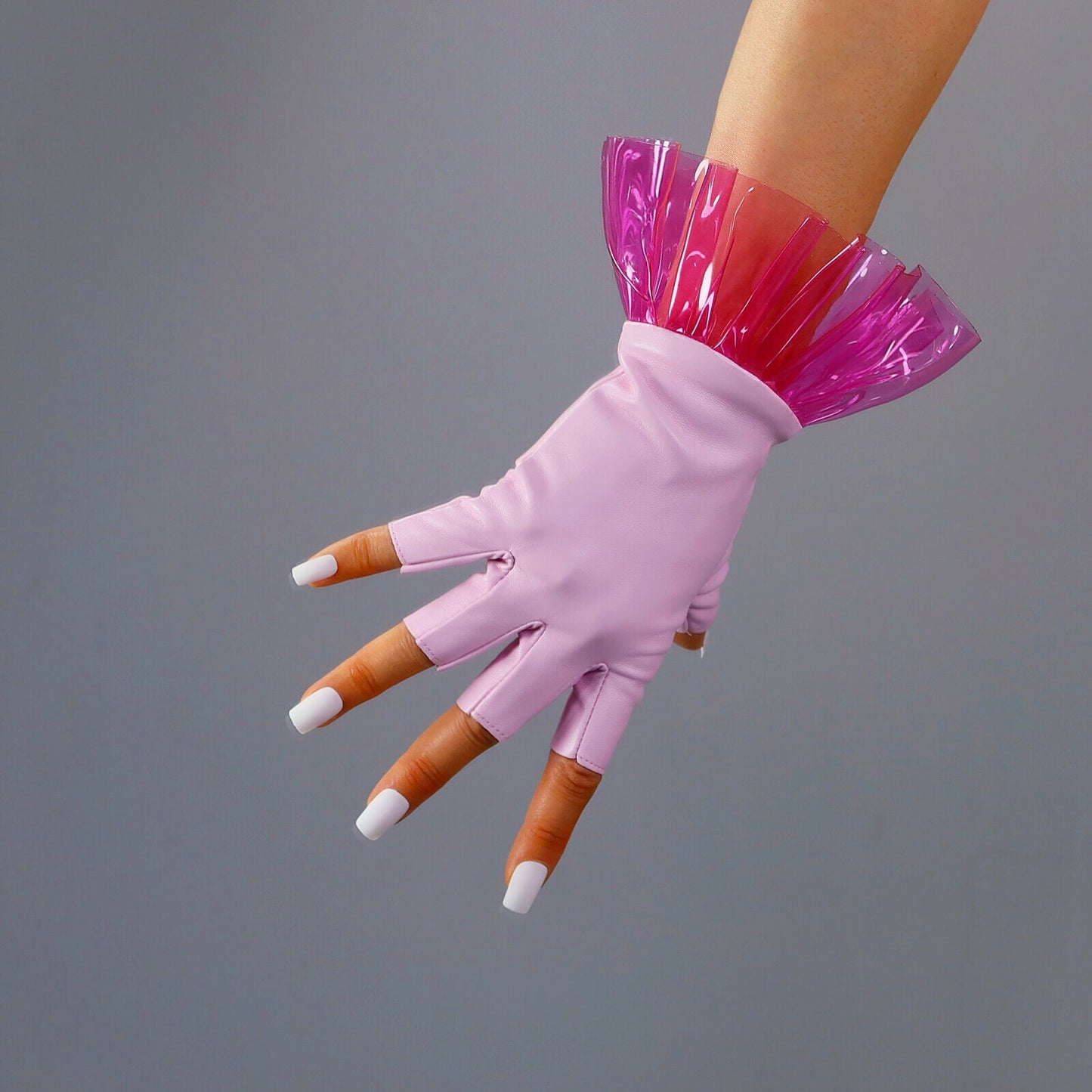 CLEAR GLOVES half finger pink