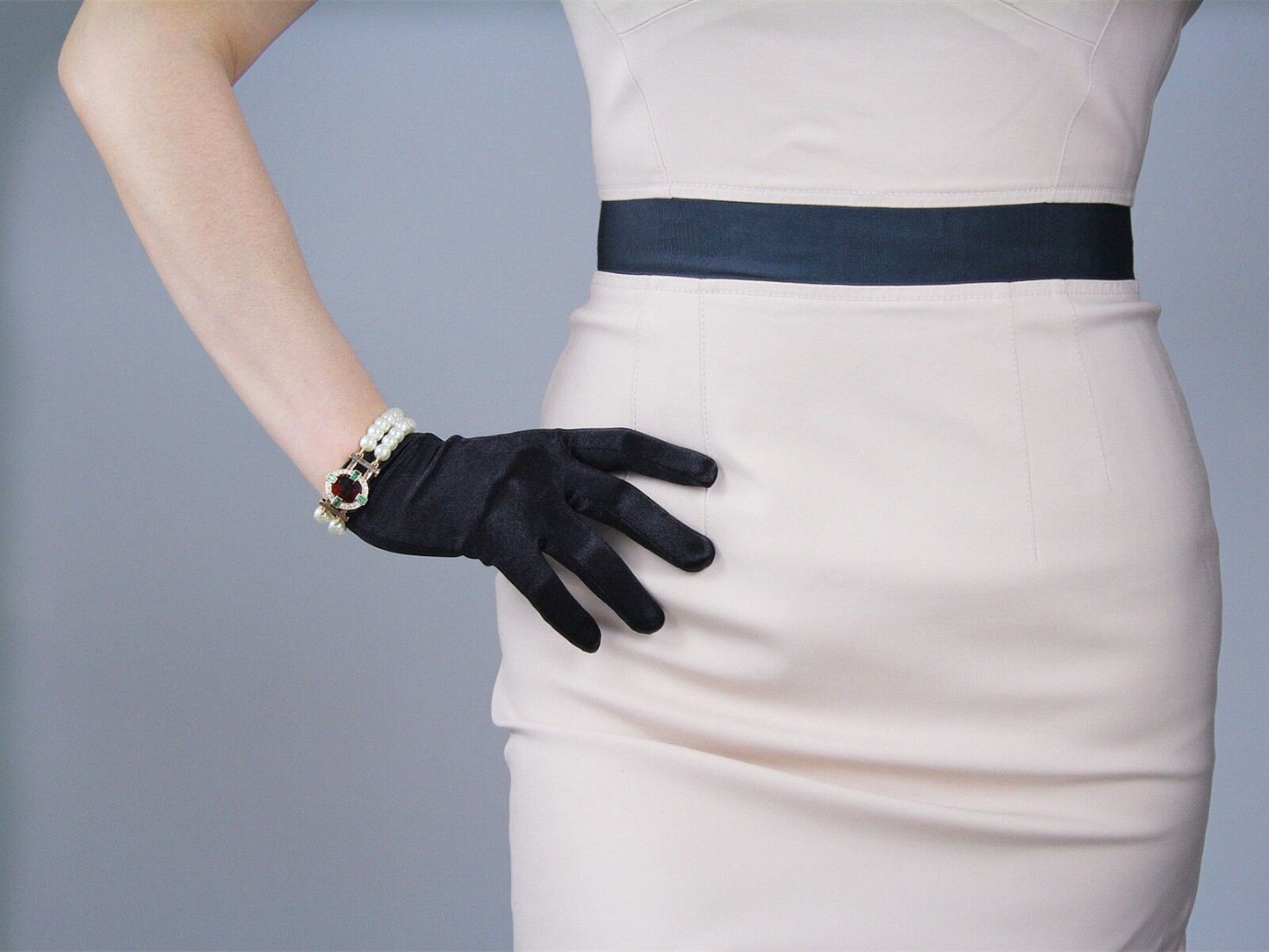 Stretch Satin Silk Gloves Opera Evening Elbow Wrist Long Short Hepburn Black