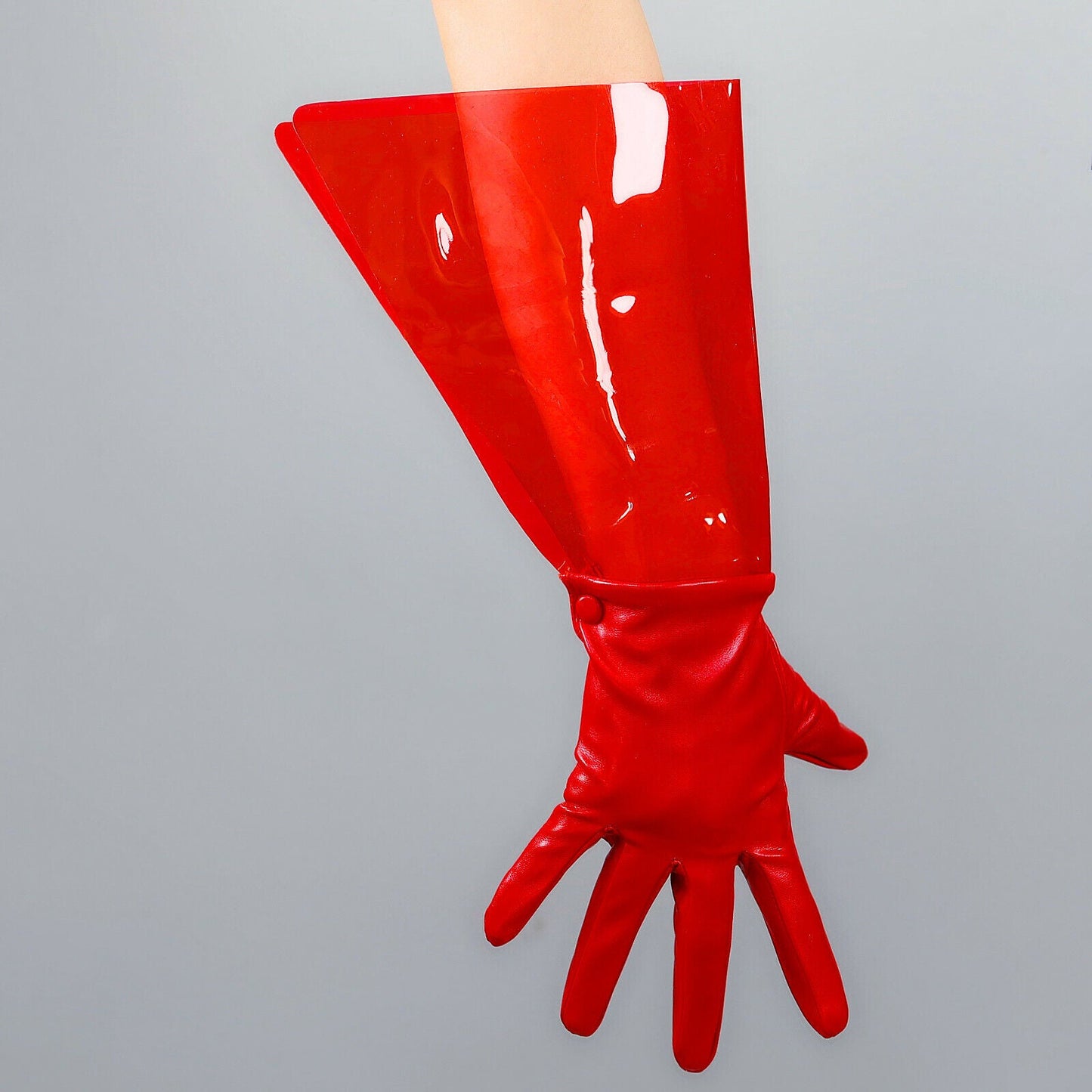 CLEAR GLOVES 38cm long red