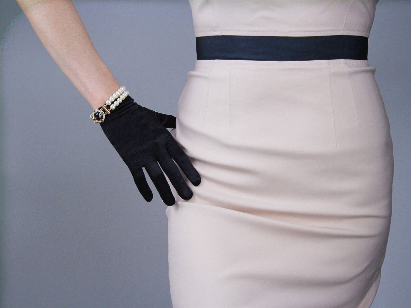 Stretch Satin Silk Gloves Opera Evening Elbow Wrist Long Short Hepburn Black