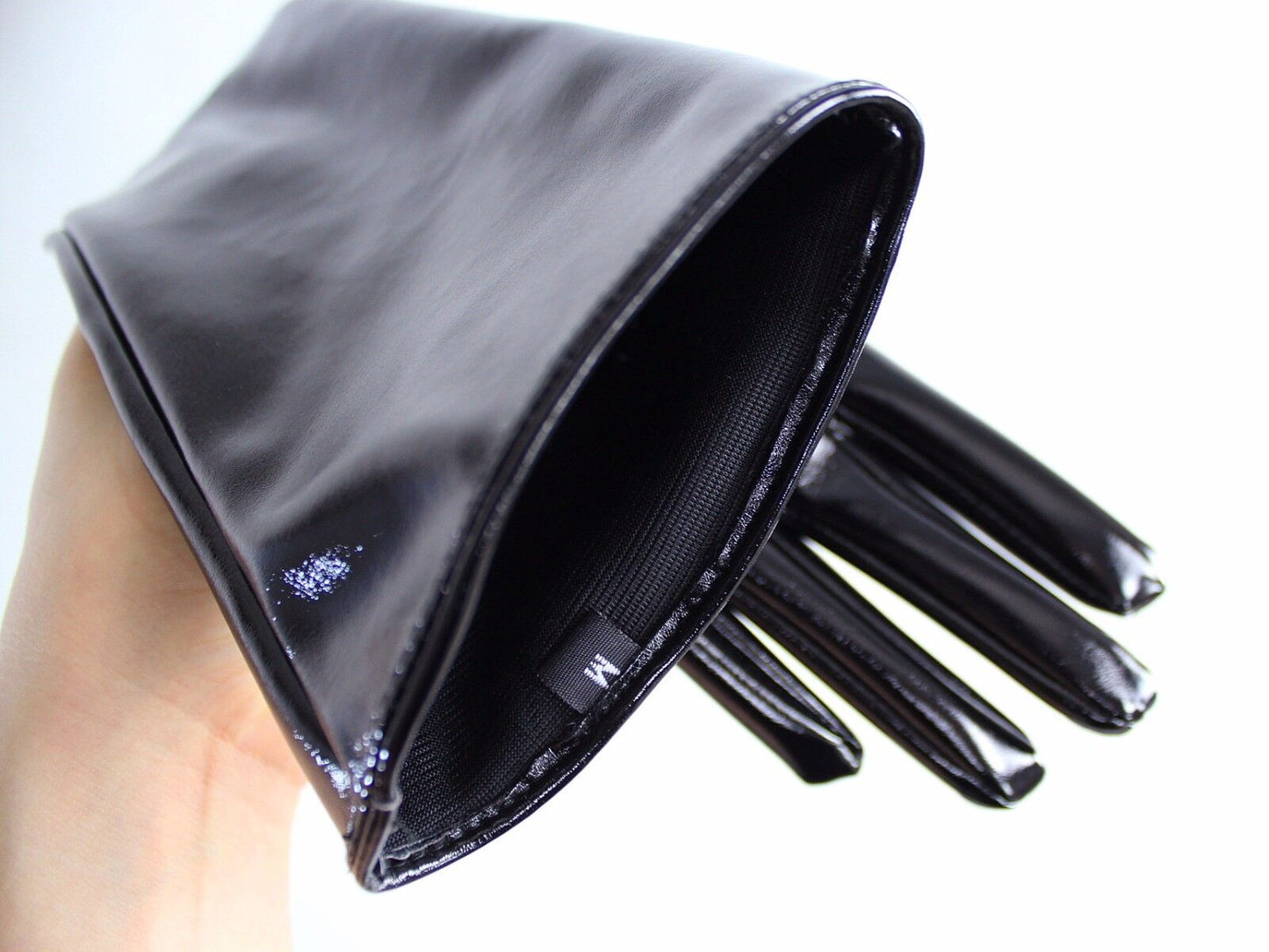 Shine Leather Faux Patent Leather 19" 50m Long Gloves Black Cosplay Gothic Latex